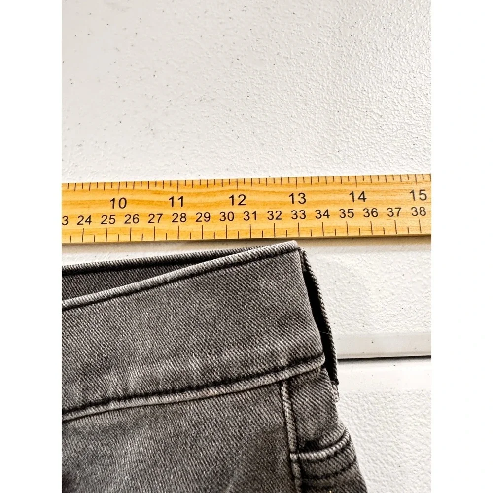 Express Womens Slim‎ Super High Rise Grey Jeans Embellished Lightning Bolt Sz 2R